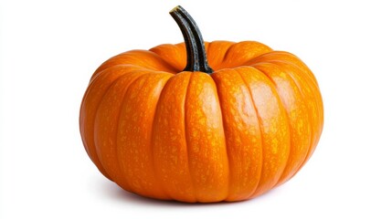 Obraz premium Single Orange Pumpkin High-Resolution Image, Autumn Harvest Concept, Vibrant Color, Close-up Photography Pumpkin, Autumn