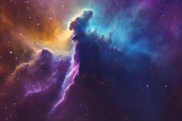 Obraz premium A Colorful Nebula Displaying Beautiful Cosmic Clouds And Star Clusters