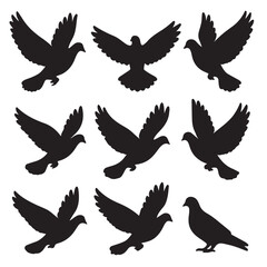 Set of dove silhouettes