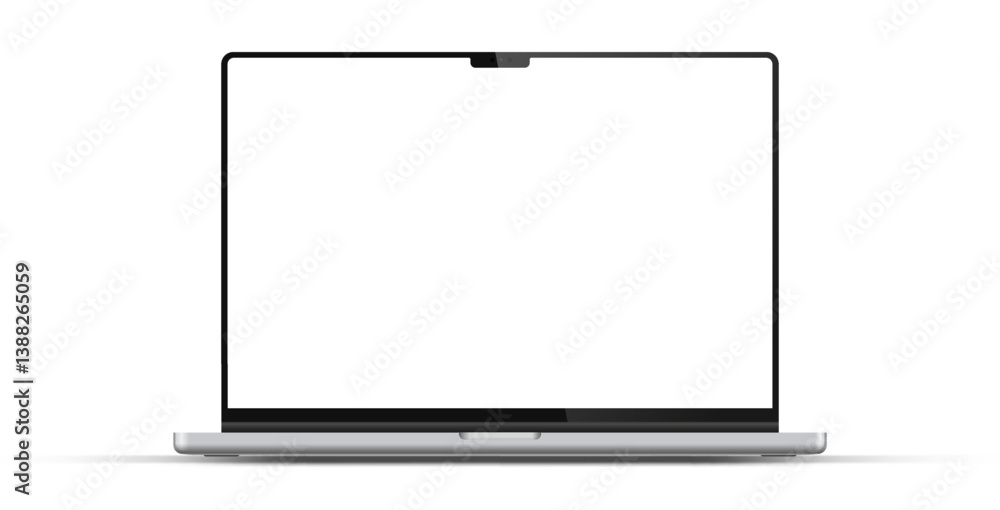 Poster Modern laptop mockup front view, isolated on white background. Notebook mockup for ui ux app and website presentation Stock Vector illustration.