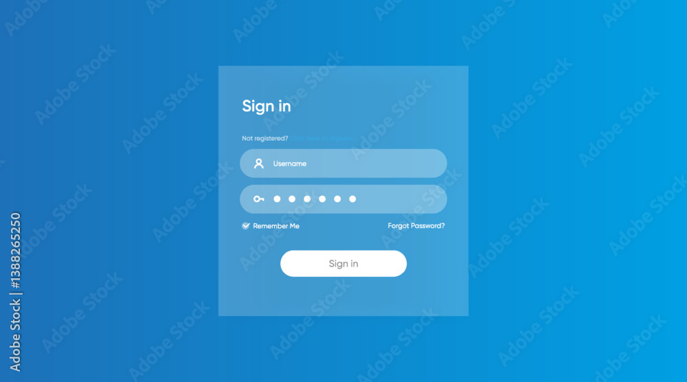 Aufkleber Set of Sign Up and Sign In forms. Registration and login forms page. Professional and User-friendly web and UI UX design elements. Modern Sign in and Register page. Username, email and password.