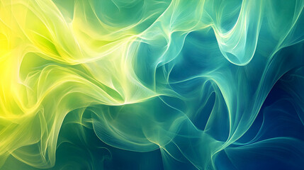 Fototapeta premium A high-resolution wallpaper of glowing curved lines in bright neon green and blue, creating a sense of fluidity and movement