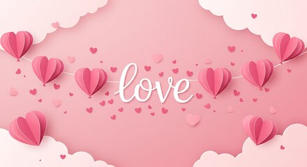 Paper Heart Love: Delicate Pink Valentine's Day Design AI Generated