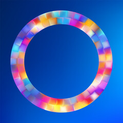 3D Colorful glowing ring on blue gradient background