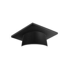 Realistic Black graduate cap. 3D Graduation Doctoral hat.