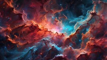 Fototapeta premium A vibrant and colorful depiction of a celestial nebula