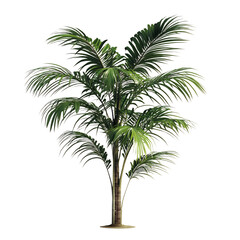 3D Indoor Palm Tree with Long Graceful Leaves Isolated on Transparent Background