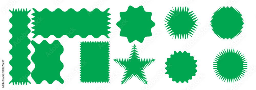 Fototapete zig zag edge rectangle shape, colorful collection. different shapes and sizes frame with zigzag edge
