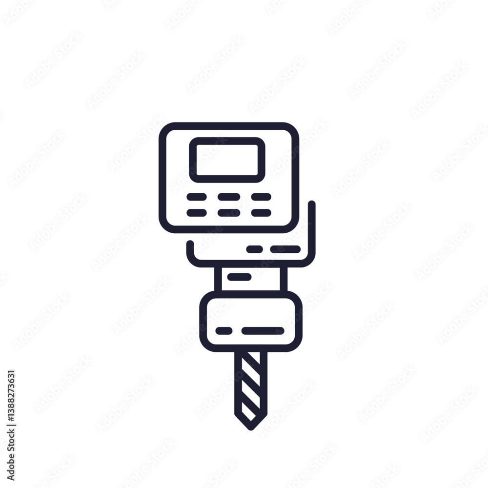 Poster cnc machine icon in line design