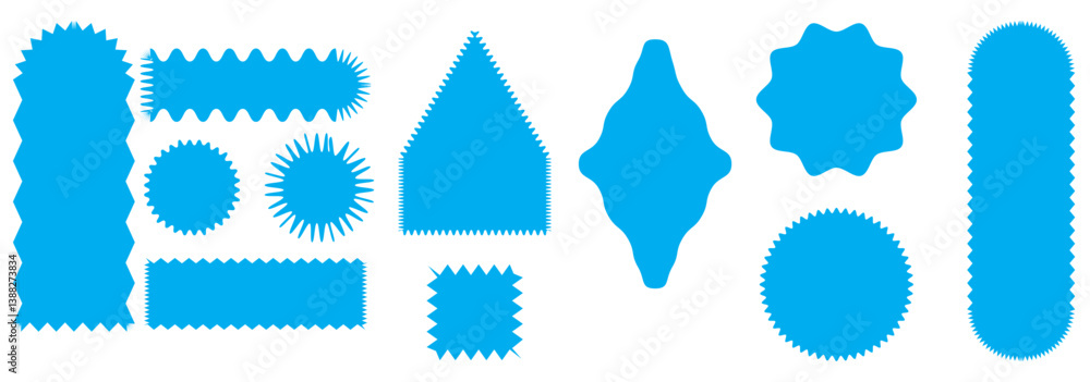 Fototapete set of frames with zigzag edge, scallop edge shape. geometric shapes with scallop and zigzag edges s