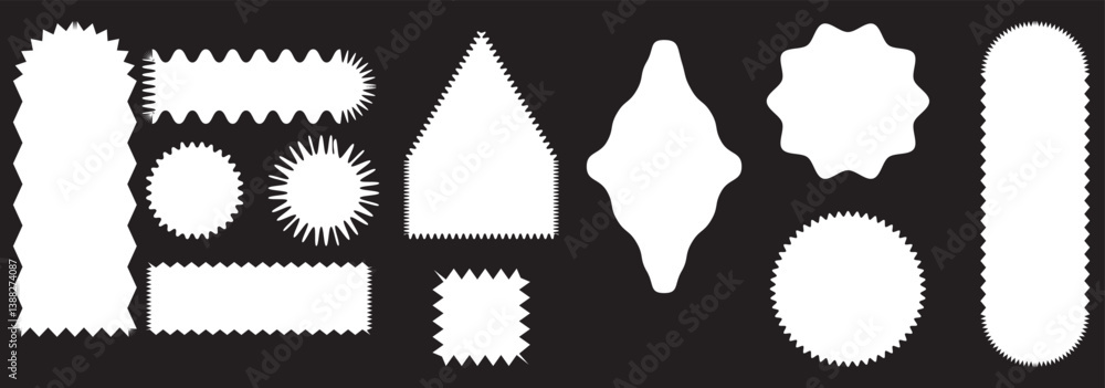 Fototapete set of frames with zigzag edge, scallop edge shape. geometric shapes with scallop and zigzag edges s