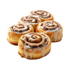 Freshly Baked Cinnamon Rolls with Icing Isolated on Transparent Background