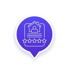 Fototapeta premium tenant satisfaction icon, house rating line design