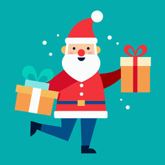 Vector art illustration of Santa delivering Christmas gifts