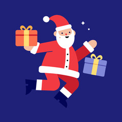 Vector art illustration of Santa delivering Christmas gifts