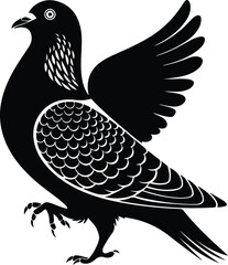 Obraz premium Flying Pigeon Vector | Dove, Bird Outline and Wildlife Design Pigeon Silhouette Set | Peace Bird and Nature Vector Icons