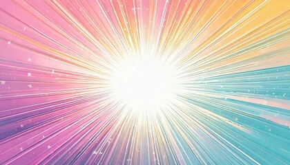 Obraz premium カラフルな光線が広がる放射状背景 – エネルギーと希望の象徴, 虹色の光が爆発するファンタジー風アート – 明るく元気な印象に