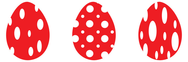 Easter egg icon, cartoon colorful set isolated on white background. Spring cute decor element, holiday eggs hunt. Vector illustration