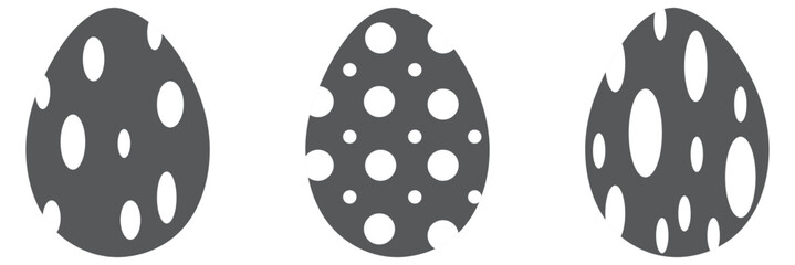 Easter eggs colorful icons collection with different patterns on black background. Vector illustration