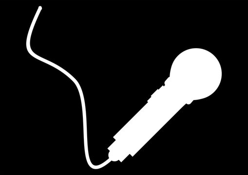 Microfone preto com fio longo utiliado por m&uacute;sicos