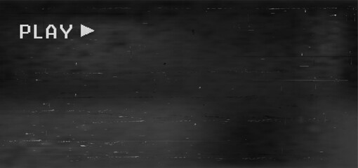 Gray Noise Texture . VHS PLAY. Retro  black-white noise background ribbed glass