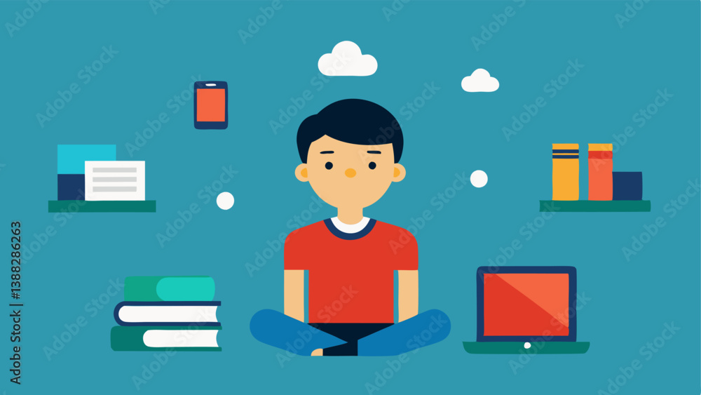 Poster fading books a young person sitting at a table surrounded by books that are fading away while bright