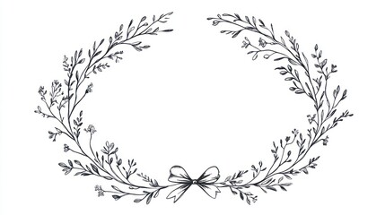 Elegant floral wreath, blank frame, graphic design element, possible use for invitation card or stationary