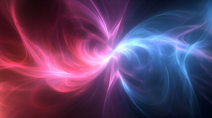 Obraz premium A high-resolution wallpaper featuring soft, flowing curves in neon pink and blue, creating a smooth, fluid digital space