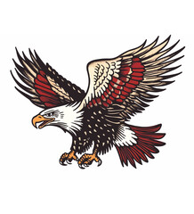 An eagle is flying in the sky and it has extended its legs to catch prey.