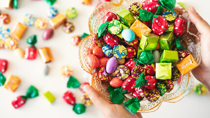 Many colorful treats, Colorful candy and chocolate, Ramadan Kareem concept