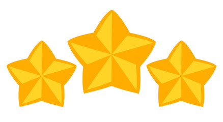 Obraz premium Vector icons of three yellow stars. Achievements for games or customer rating feedback of website. Vector illustration of stars in retro style.