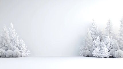 Fototapeta premium Snowy winter scene, minimalist, neutral, elegant, and serene
