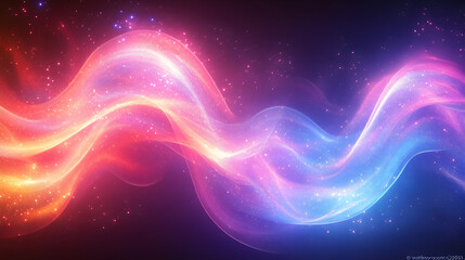 Fototapeta premium A high-resolution wallpaper with abstract wavy patterns and glowing neon lines in vibrant pink, blue, and purple shades