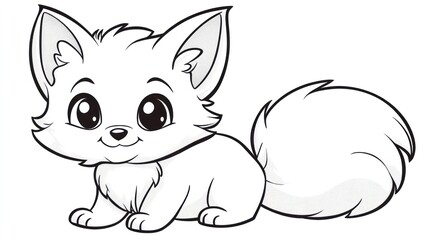 Obraz premium Cute cartoon fox coloring page