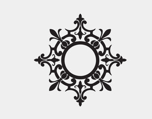 Floral Delight Embracement Black Icon Ornate Bloom Surrounding Algenerated vector