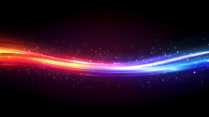 Obraz premium A high-resolution wallpaper featuring a glowing neon wave pattern, set against a dark background with subtle gradients of purple and blue
