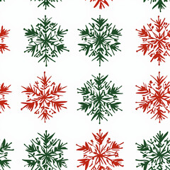 Christmas seamless pattern with holiday icons elements for wrapping paper, background, wallpaper. Trendy modern contemporary abstract print. Red, green, gold colors