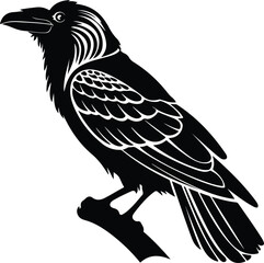 Flying Crow Vector | Dark Bird Outline and Wildlife Design