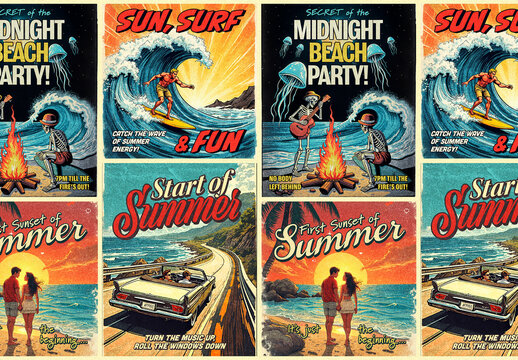 Vintage Summer Comic Social Pack
