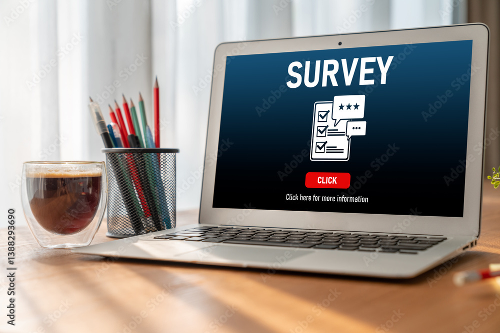 Poster online survey form for modish digital information collection on the internet network