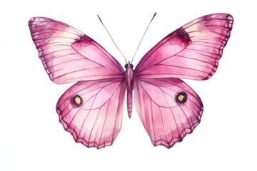 Obraz premium Beautiful pink butterfly watercolor art design isolated on a white background for decoration
