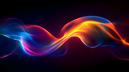 Obraz premium A high-resolution wallpaper of glowing waves in vibrant neon colors, creating a dynamic, futuristic backdrop with smooth transitions