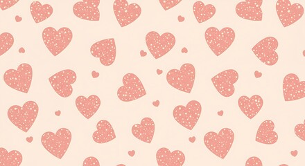 Blush Pink Hand-Drawn Hearts: Romantic Seamless Pattern AI Generated