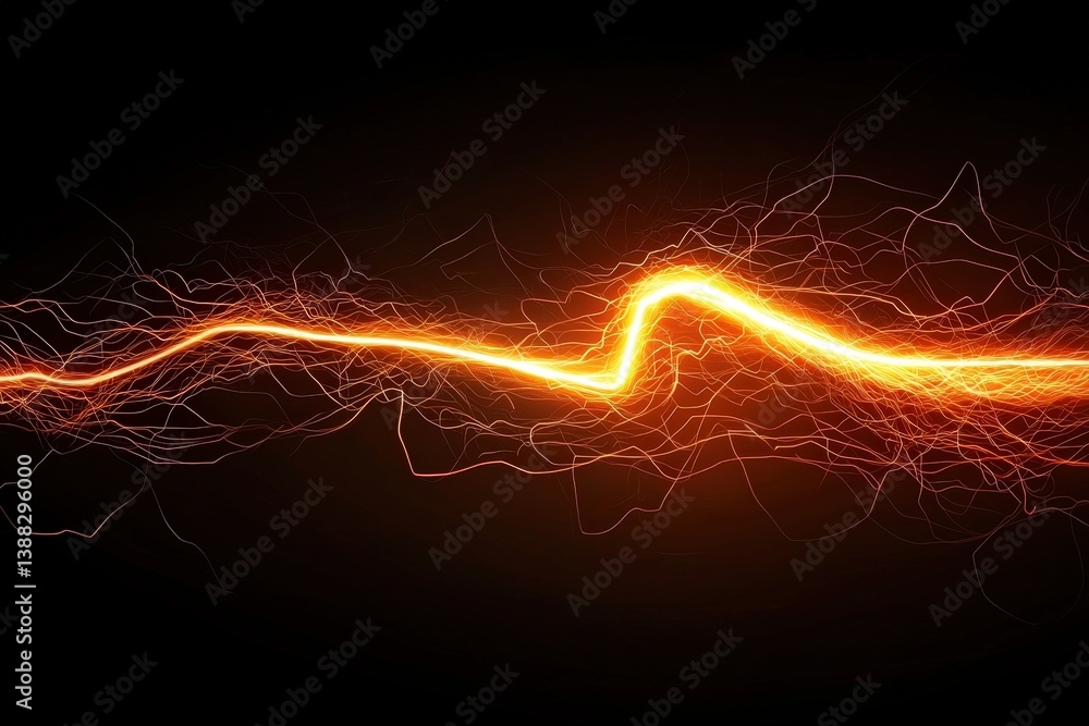 Poster electricity production and transmission. abstract image depicting dynamic light trails on a dark bac