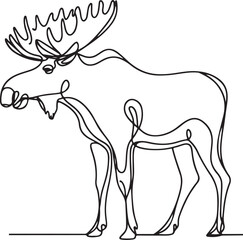 Elegant Moose Line Drawing Vector 