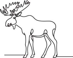 Elegant Moose Line Drawing Vector 