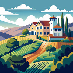 landscape with houses