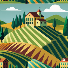 landscape with houses