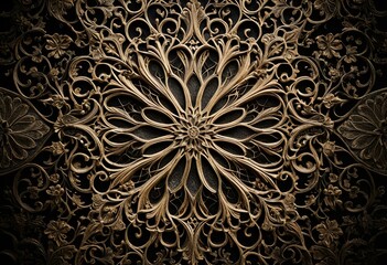 A close up of an ornate metal panel on a building.