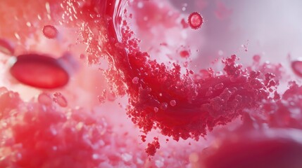 Dynamic Close-Up of Abstract Fluid Motion Featuring Vivid Red Elements Creating a Sense of Energy and Life